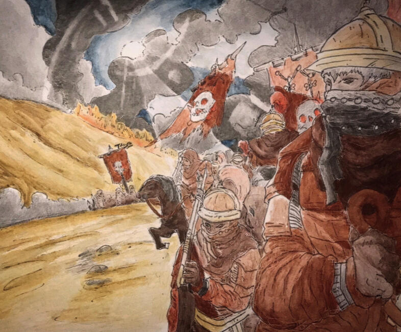In the wake of destruction, concept work for Shinen Studios